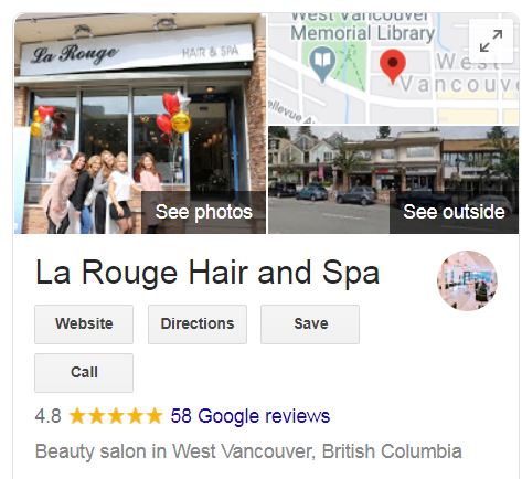 La Rouge Beauty Salon Google Review